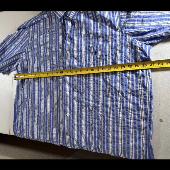 New Men's POLO RALPH LAUREN Blue Striped Casual Cotton Shirt Slim Fit Sz XLT - Picture 8 of 13